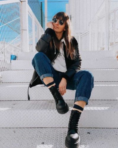 Botas Con Plataforma Dr Martens Vegan Jadon Ii Mono Para Mujer DR9172A